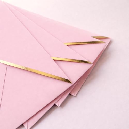 Money Envelopes – V-Flap Foil Border Luxury Gifting Money Envelopes (3" x 7") – Perfect for Weddings, Invitations, Baby Showers, Photos, Graduations, and Birthdays (Pink) - color: Pink
