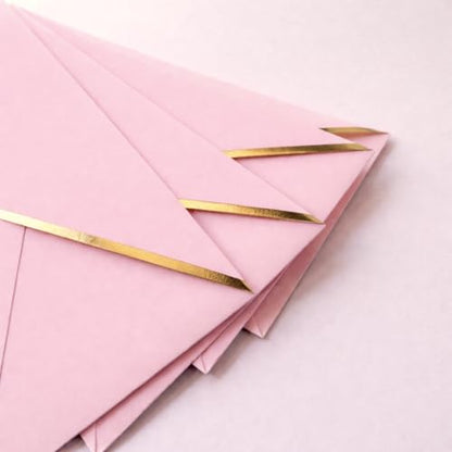 Money Envelopes – V-Flap Foil Border Luxury Gifting Money Envelopes (3" x 7") – Perfect for Weddings, Invitations, Baby Showers, Photos, Graduations, and Birthdays (Pink) - color: Pink