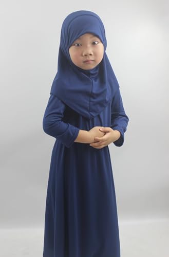 Girls Kids 2 Pcs Muslim Abaya Prayer Dress with Hijab Islamic Headscarf for Girl Robe Ramadan Eid Clothes