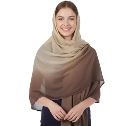 Geyoga Ombre Hijab Head Scarf for Women Muslim Modal Rayon Shawl Lightweight Soft Head Wrap - color: Almond,beige