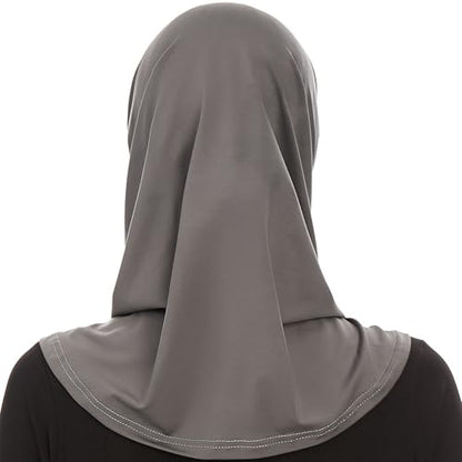 Plain Ready To Wear Amira Hijab for Women - Muslim Instant Amira Jersey Scarf – Soft Muslim One Piece Instant Hijab Headscarf - color: Dark Grey