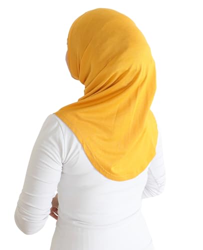 Prien Sport Instant Hijab For Women, Muslim Cotton Turban, Soft Head Scarf, Ready To Wear Hijabs Prayer Clothes, Islamic Wear - color: Deep Yellow