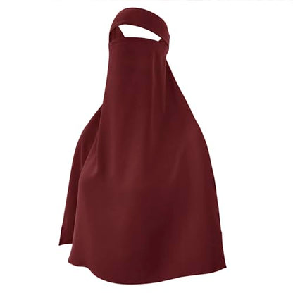 Single Layer Niqab, Soft Chiffon Muslim Veil Face Cover, One Layer Nose Piece, Hijab Prayer Face Mask for Women Men - color: Red