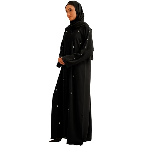 Elegant Modern Abaya for Women – Lightweight, Flowy, Soft and Perfect for Every Occasion - color: Embel-black, size: Medium