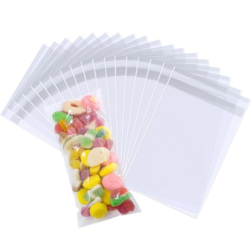 PigPotParty 3x7 in Small Clear Cellophane Treat Bags, Self-Sealing, 100 Pcs - color: 3"x7" (100pcs)