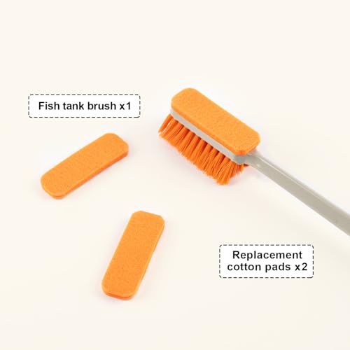 Small Fish Tank Cleaner Brush, Algae Scraper for Aquarium, Glass Aquarium Cleaning Tool, Fish Tank Cleaner Adapted for Glass and Acrylic Aquariums (Longer) - color: Orange Longer