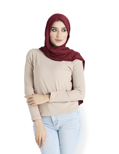 Premium Jersey Hijab Scarf for Women - Muslim Head Scarf - color: Burgundy