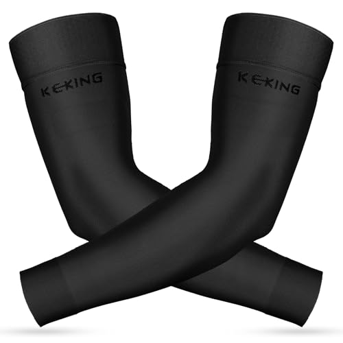 KEKING Lymphedema Compression Arm Sleeves 15-20mmHg with Silicone Band - color: 15-20mmhg Black (With Silicone Band), size: Small (1 Pair)