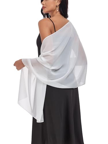 Shawls and Wraps Soft Chiffon Scarve Scarf For Evening Party Dresses Wedding Stole - color: Ivory