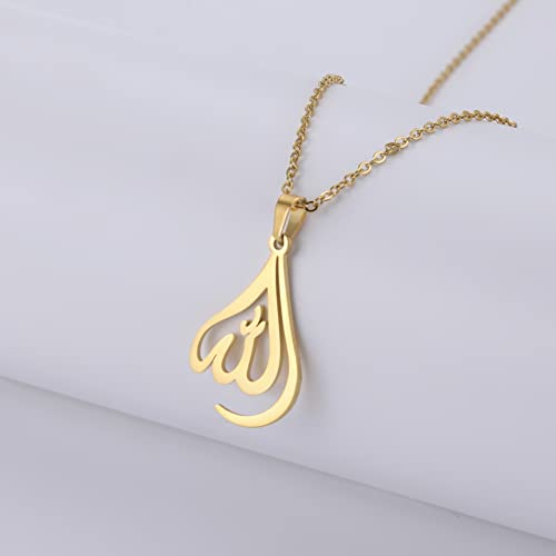 VASSAGO Allah Necklace for Women Stainless Steel Islamic Muslim Pendant Islam Eid Gift Religious Charm Jewelry - color: gold allah necklace