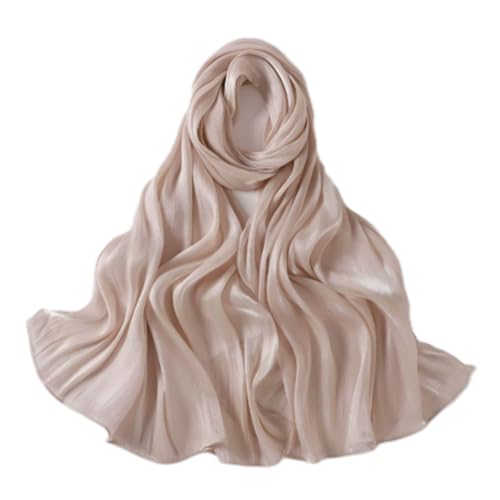 Premium Hijab Head Scarf for Women Lightweight Shimmer Hijab Head Wrap Scarves Crepe Satin Scarf Shawl Wrap - color: Nude
