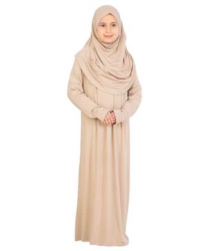 Prien Kids Muslim Prayer Dress With Hijab & Pouch, Soft Viscose Abaya For Girls, Islamic Clothes, Robe For Eid, Ramadan - color: Deep Mink