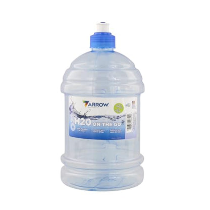 Arrow H2O On The Go Water Bottle, 2.2 Liter - Clear Plastic Bottle with Push Cap & Built-In Handle - Leakproof Design - Ideal for Gym & Sports - BPA Free - Made in USA