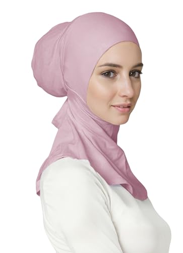 Lina & Lily Jersey Tie Back Hijab Underscarf with Neck Cover Full Coverage for Muslim Women - color: Dusty Rose
