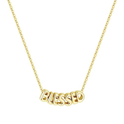 M MOOHAM Mothers Day Gifts - Custom Name Necklace 14K Gold Plated Necklace Personalized Monogram Pendant Name Necklaces for Women Trendy Jewelry Gifts for Women Mom Her Birthday Gifts - style: Blessed