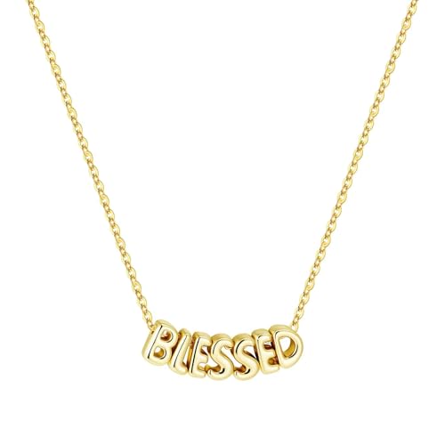 M MOOHAM Mothers Day Gifts - Custom Name Necklace 14K Gold Plated Necklace Personalized Monogram Pendant Name Necklaces for Women Trendy Jewelry Gifts for Women Mom Her Birthday Gifts - style: Blessed