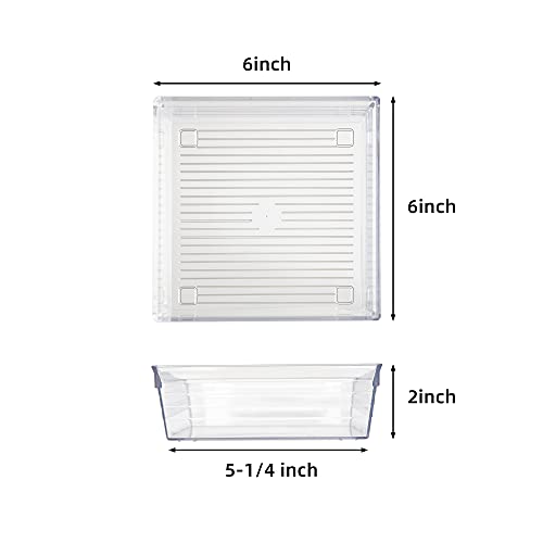 Clear Plastic Drawer Organizer Tray for Vanity Cabinet (6"×6"×2"，Set of 8),Storage Tray for Makeup, Kitchen Utensils, Jewelries, and Gadgets… - size: 6 in x 6 in x 2 in