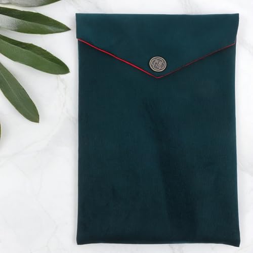 CALLARON Religious Text Storage Bag Small Buddhist Scriptures Pouch Velvet Quran Holder Bible Carrying Case Dark Green Protective Wrapping Pouch for Temple and Prayer Use