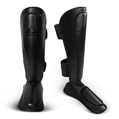 MMA Shin Guards for Men & Women | Lightweight Kickboxing Shin Pads with Foot Protection | Muay Thai, Sparring, Martial Arts & MMA Training Gear