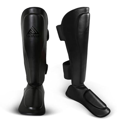 MMA Shin Guards for Men & Women | Lightweight Kickboxing Shin Pads with Foot Protection | Muay Thai, Sparring, Martial Arts & MMA Training Gear