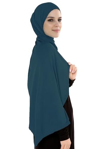 Lina & Lily Breathable Premium Modal Woven Hijab Head Scarf Shawl Wrap for Muslim Women Lightweight - color: Dark Teal
