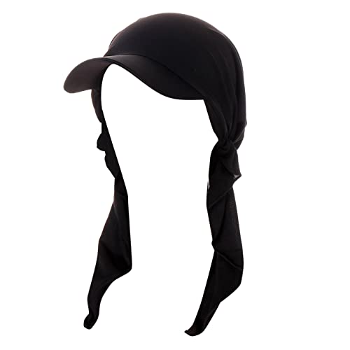 Hijab Scarf for Women Baseball Curved Brim Cap | Soft Breathable Cotton, Lightweight Feel, Adjustable Strap, Curved Brim, Summer Wear, Outdoor Activity, Casual Daily Use - color: 02#_black