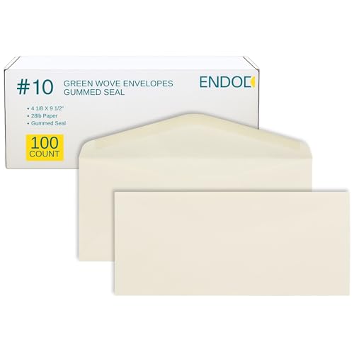 EnDoc #10 Colored Pastel Envelopes - Pastel Cream Color - Colored envelopes letter size for Offices, Holiday, Invoices, Mailings - 4 1/8 x 9 1/2 Inches - 100 Pack - color: Cream | Gummed Seal, size: #10 Envelopes | 100 Count