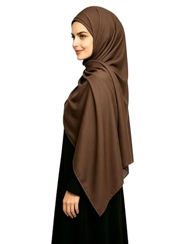 Lina & Lily Non-see-through Premium Jersey Maxi Hijab Head Scarf Wrap for Muslim Women - color: Dark Brown