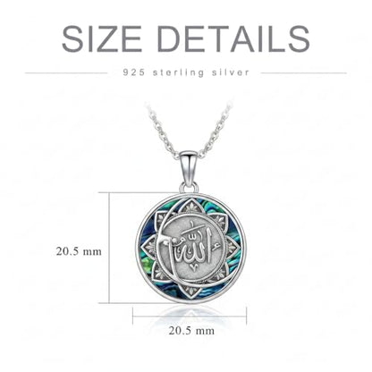 PROESS 925 Sterling Silver Hamsa/Allah Necklace Evil Eye Amulet Jewelry Gifts for Men Women - style: Round Allah