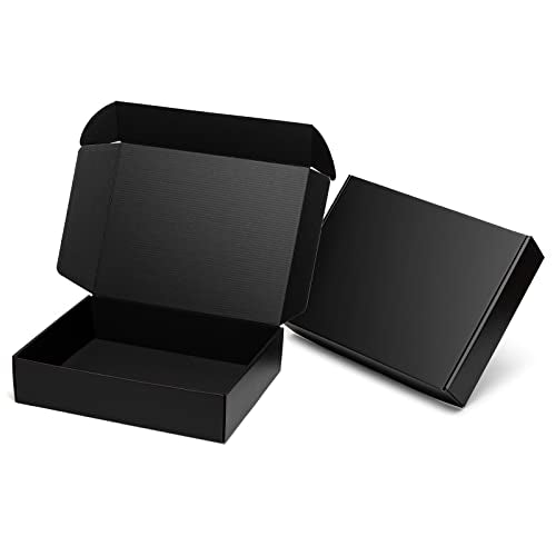 Mcfleet 13x10x3" Black Shipping Boxes - Corrugated Cardboard Mailing Box Packaging for Small Business - Tab Locking Literature Mailer Boxes Flat Shipping Boxes Empty Gift Packing Boxes Supplies 24 - color: Black, size: 13x10x3 Inches