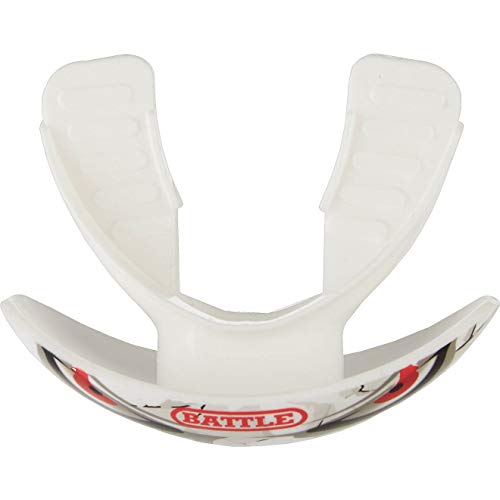 Battle Sports Oxygen Football Mouthguard | Maximum protection with a safe secure comfortable fit, Built-in airflow channels for easy breathing, No boiling required - color: Red/White
