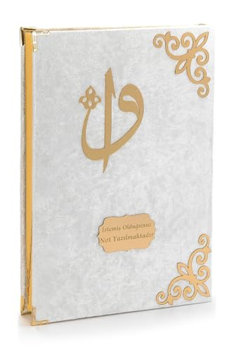SODEF Personalized Plexi Designed Mosque Size Quran White - Arabic Text, Gift Edition with Name Engraving, Velvet Cover