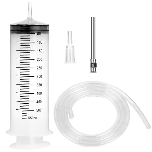 500ml Large Syringe with 27.6 Inch Tube and Blunt Needle, Sterile and Individual Sealed, Plastic Garden Syringe for Liquid, Paint, Epoxy Resin, Oil, Watering Plants, Refilling - style: 550 ml