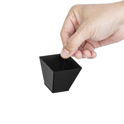 Restaurantware 2-OZ Mini Kova Dessert Tumbler Cup - Elegant Square Black Plastic Cups: Perfect for Serving Desserts and Snack Samples - Disposable and Eco-Friendly - 100-CT - color: Black, size: 2 oz