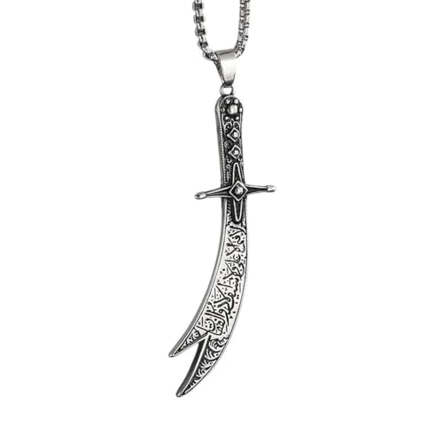 New 2026 Unisex Classic Islamic Imam Zulfikar Pendant Necklace Shia Muslim Men Stainless Steel Jewelry For Ramadan Religious Gifts Fashion Trendy Accessories Creative Gift Women