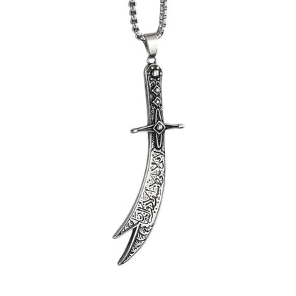 New 2026 Unisex Classic Islamic Imam Zulfikar Pendant Necklace Shia Muslim Men Stainless Steel Jewelry For Ramadan Religious Gifts Fashion Trendy Accessories Creative Gift Women