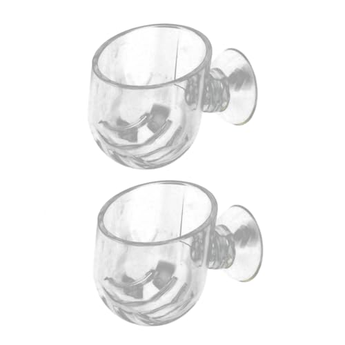 NUOBESTY 2pcs Acrylic Fish Feeder Red Feeding Cup Aquarium Food Holder for Fish Tank Feeding Supplies with Suction Cup Suitable for Live Worms and Shrimp