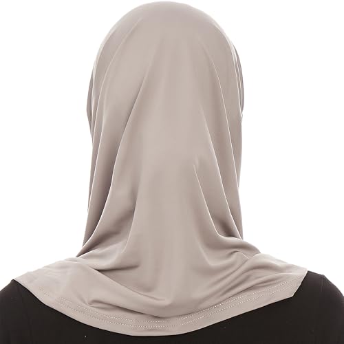 Plain Ready To Wear Amira Hijab for Women - Muslim Instant Amira Jersey Scarf – Soft Muslim One Piece Instant Hijab Headscarf - color: Grey