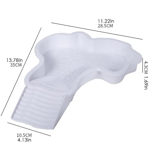 Extra Large Reptile Bathing Pool Reptile Feeding Dish Water Bowl with Ramp Aquarium Ornament for Gecko, Snake, Turtle, Bearded Dragon, Lizard (White) - color: White