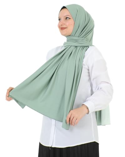 Prien Hijab for Women Viscose Scarf Lightweight Muslim Hijabs Long Shawl Islamic Scarves Turkey Silk Headscarf for Womens - color: Light Green