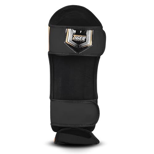 Shin Guards MMA, Muay Thai, Kickboxing, Leg Instep Protection Pads, Kicking, Sparring, Training Gear, Karate, Boxing, Taekwondo - Unisex - Black and White Colors - color: White/Gold, size: Small