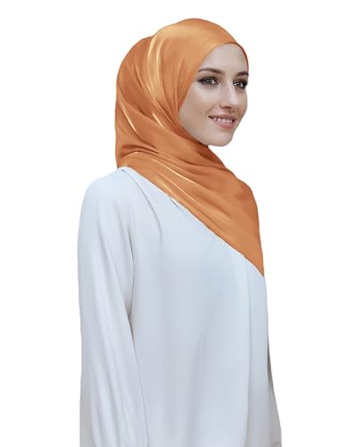 Lina & Lily Sheen Shimmer Women's Crepe Scarf Shawl Wrap Head Hijab Lightweight - color: Dusty Orange