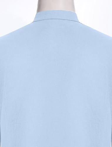 IDOPIP Mens Kaftan Thobe Long Sleeve Muslim Robe Gown Casual Henley Shirts Arab Islamic Abayas Middle East Ramadan Clothing - color: Blue, size: Medium