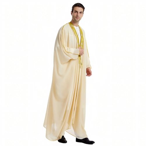 Men's Kaftan - Muslim Robe Thobe Caftan - color: Beige, size: Medium