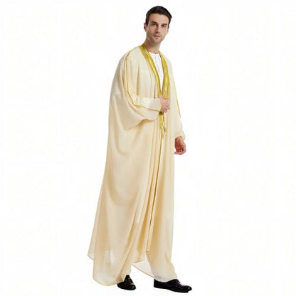 Men's Kaftan - Muslim Robe Thobe Caftan - color: Beige, size: Large