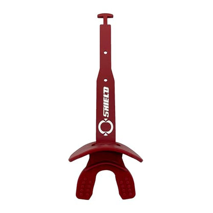 O Shield Striker Football Lip Guard with Permanent Strap | Football Lip Guard with Permanent Strap — Front Teeth, Lip, and Full Bite-Surface Coverage, No-Boil Ready Fit - color: Maroon