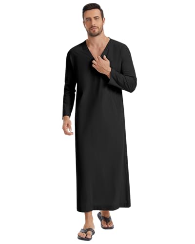 YAOHUOLE Arabic Thobe for Men Islamic Clothing Mens Kaftan Thobe - color: Black, size: XX-Large