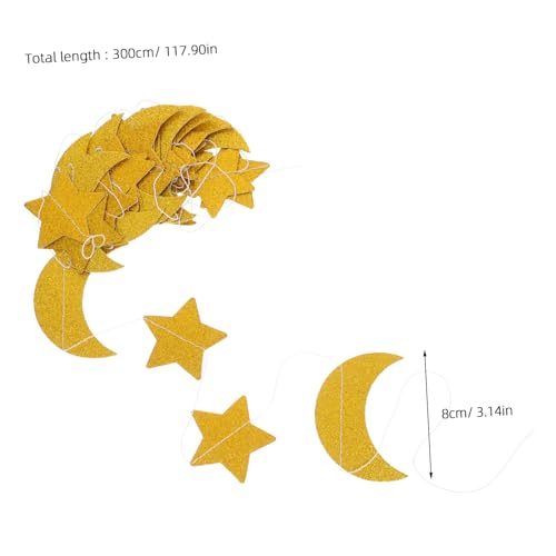 Moon Star Glitter Garland Banner for Shower Wedding Eid Mubarak and Birthday Party Decorations Hanging Streamer Charming Star and Moon Design