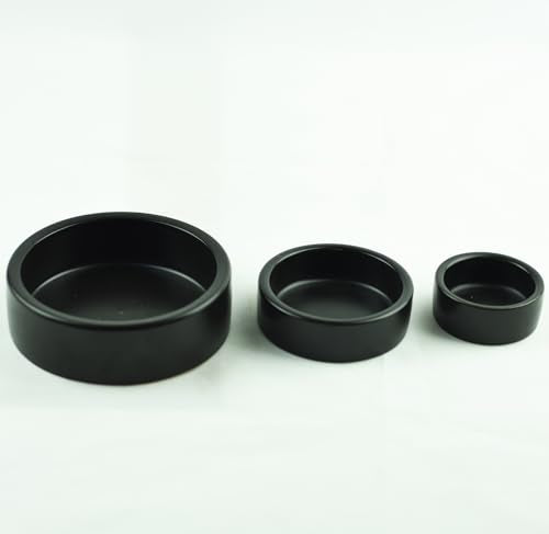 2 Pack Black Ceramic Reptile Food and Water Dish Anti Escape Bowl for Bearded Dragons Lizards Geckos and Leopards (Medium) - size: Medium