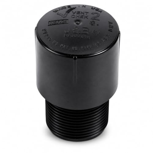 1-1/2" Male Threaded Vent Check 2 Secondary Venting Solution Air Admittance Valve AAV with Patented Spring Mechanism & Compatible with Schedule 40 ABS Adapters Designed for RVs (Black) - color: Pack of 1 - Recreational Vehicle
